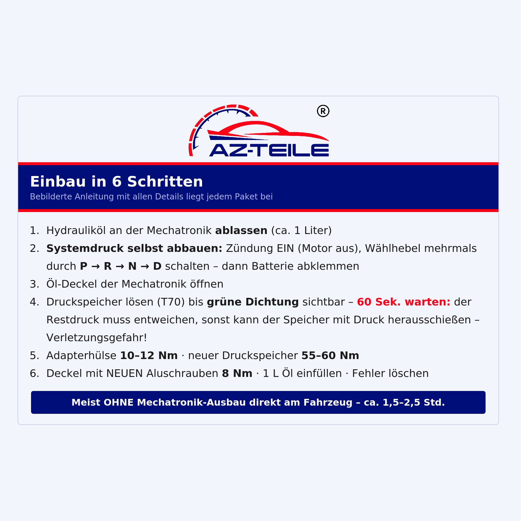 Kitronic Druckspeicher / Akkumulatorkolben mit Schrauben, Dichtung und Öl-Deckel DSG 7-Gang DQ200 passend für VW Audi Seat Skoda
