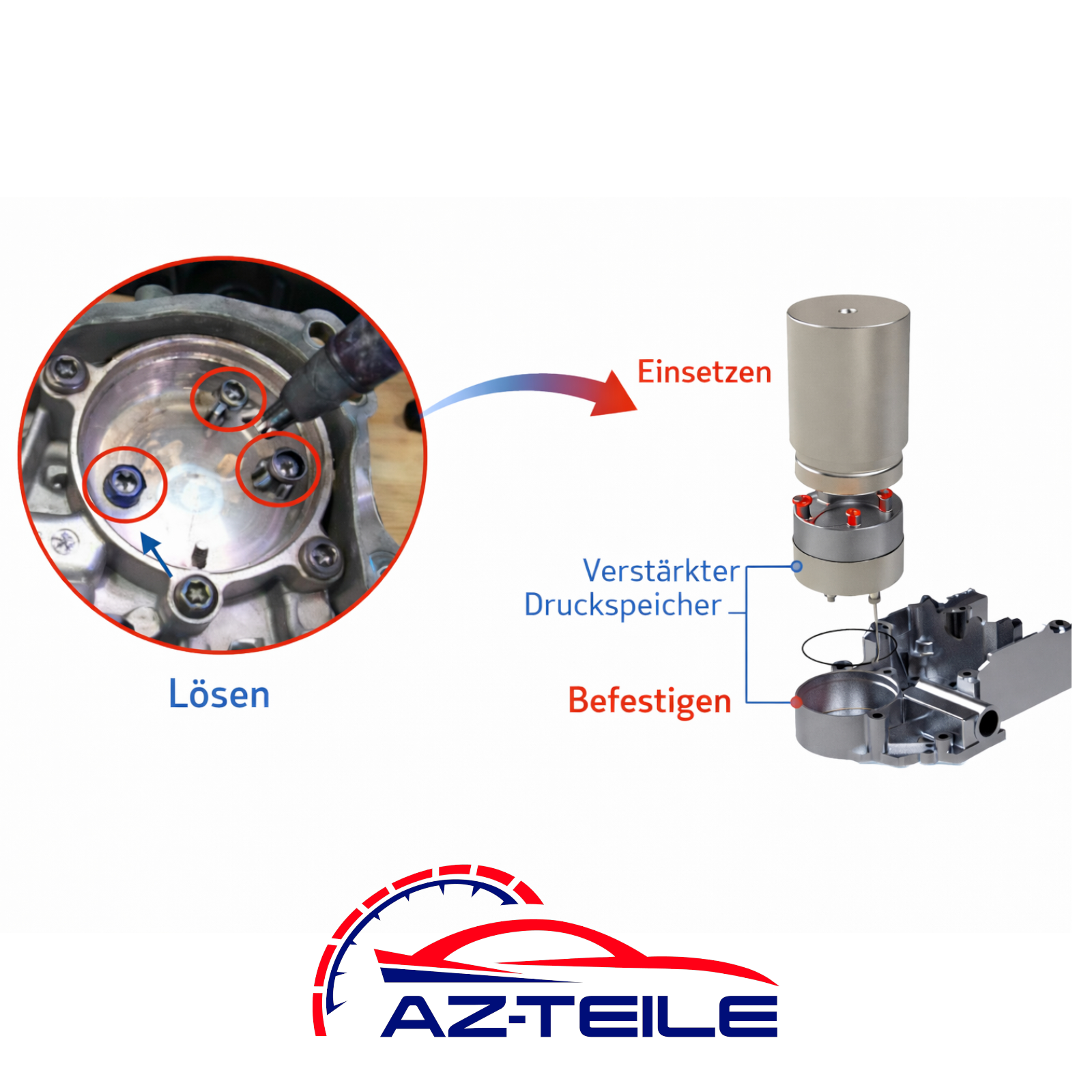 Kitronic DSG DQ200 Druckspeicher Akkumulatorkolben mit Adapter und Dichtungen für VW Audi Seat Skoda 0AM