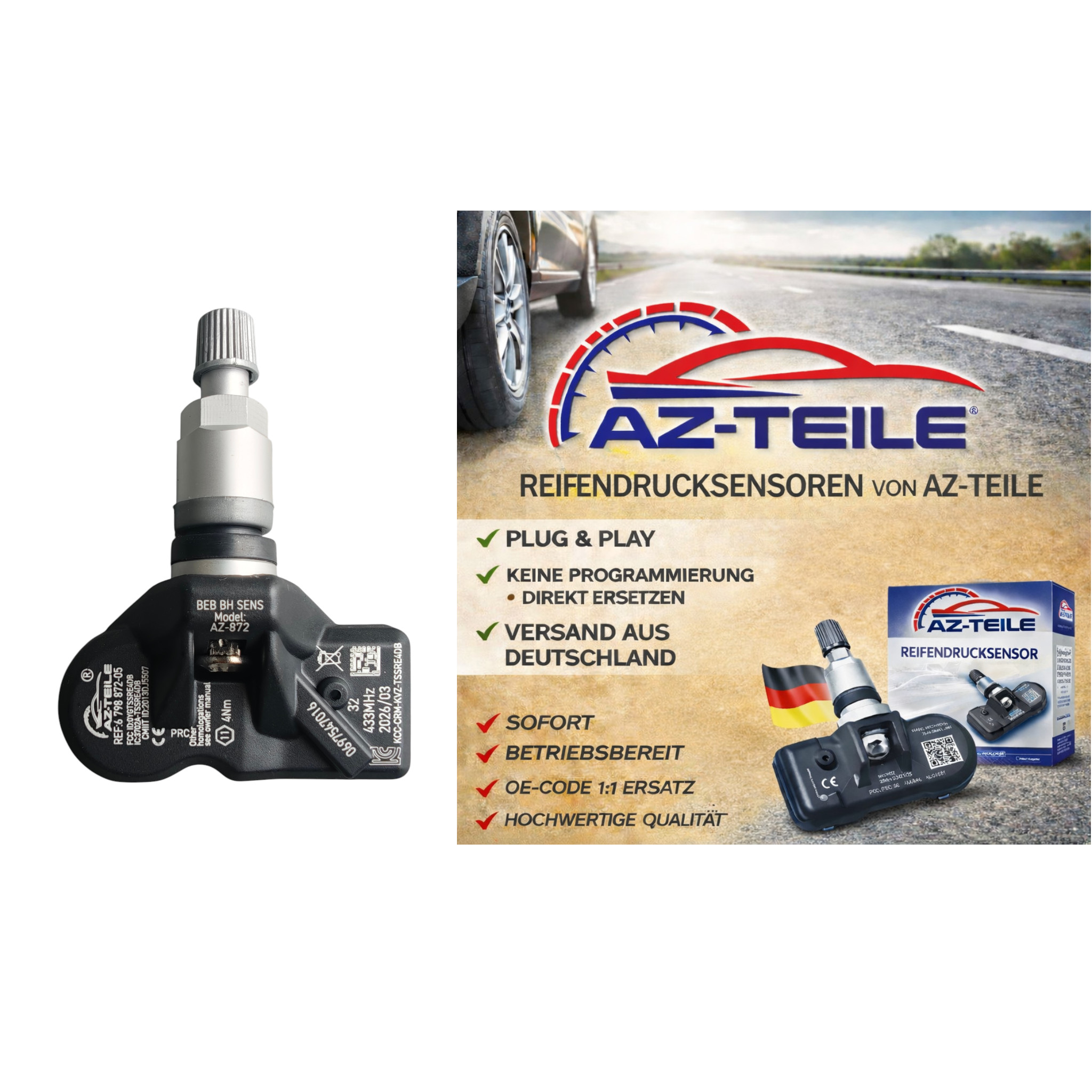 AZ-Teile® RDKS RDCi TPMS Reifendrucksensor passend für BMW MINI 36106798872
