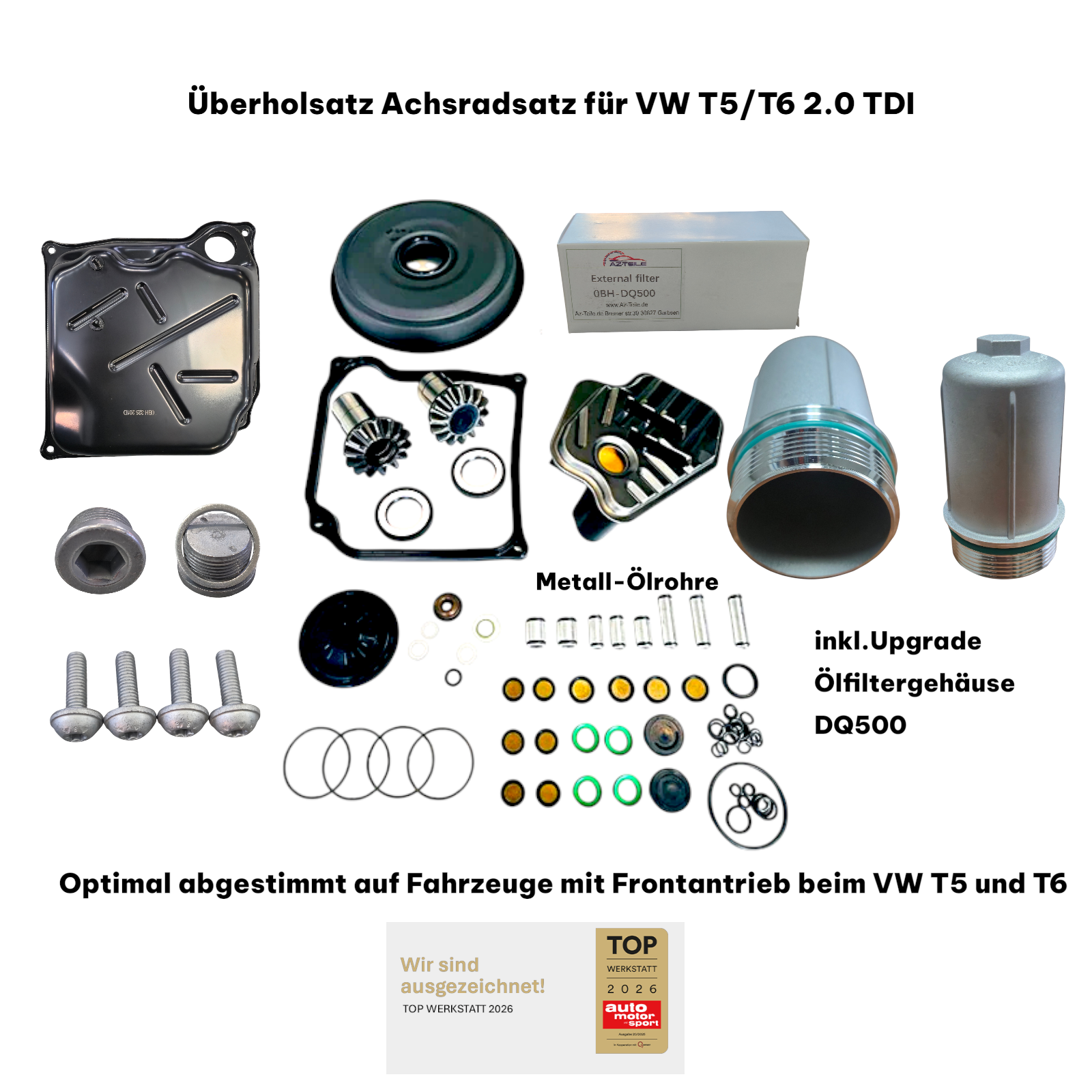 AZ-Teile® Überholsatz Achsradsatz für VW T5/T6 (Frontantrieb) DSG 7-Gang DQ500 (0BT, 0BH) passend für VW Audi Seat Skoda