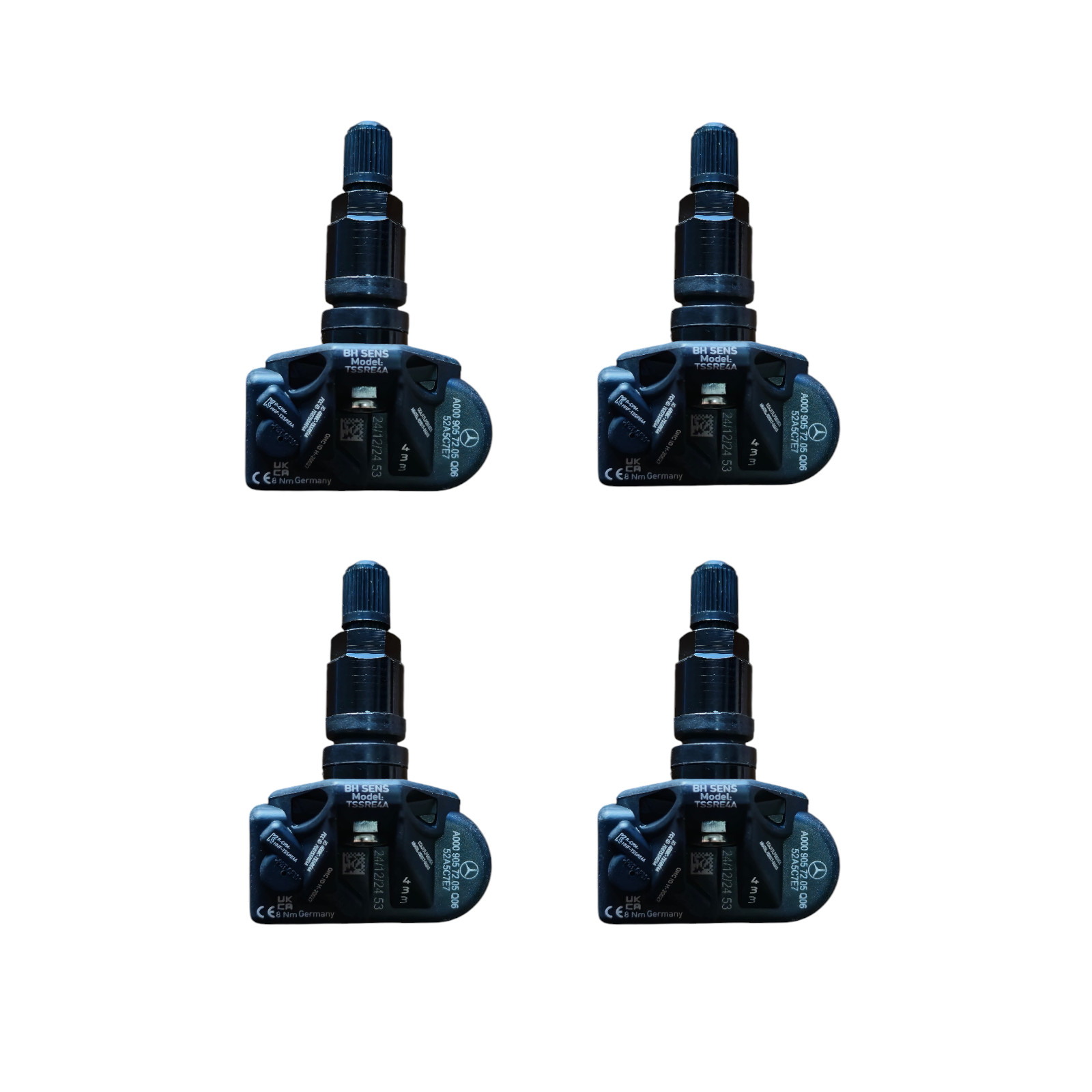 AZ-Teile® RDKS TPMS Reifendrucksensor 4er Set Schwarz passend für Mercedes-Benz A0009057205 A0009054104